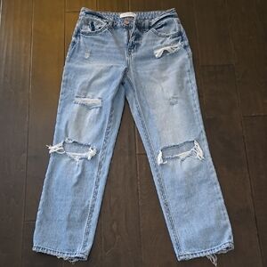 Lovervet high waisted straight leg distressed jeans